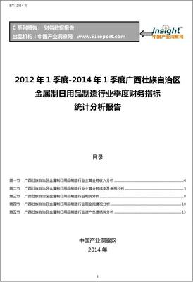2012-2014年一季度广西金属制日用品制造行业财务指标分析季报